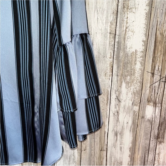 Loft Blue Vertical Stripe Blouse - Picture 5 of 5